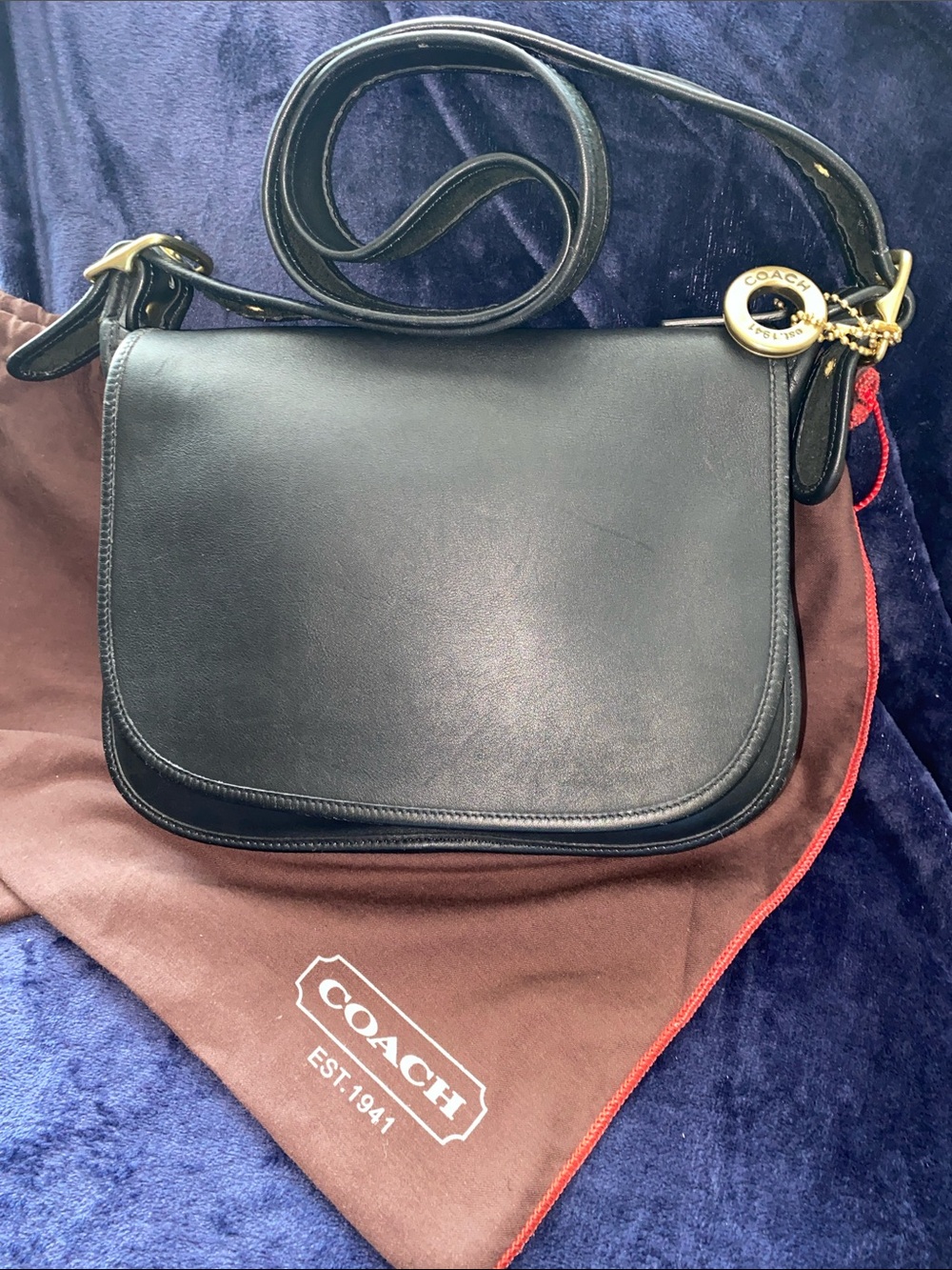 Coach Patricia Legacy Bag Black Leather Crossbody with Gold Charm